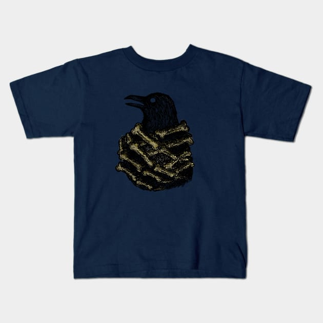Crow/raven and bone Kids T-Shirt by Shankara